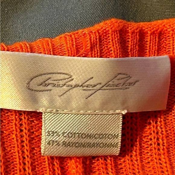 Christopher Fischer 3/4 Sleeve Dolman Cotton Cardigan Orange - Picture 2 of 8
